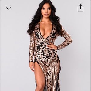 Queen of spades sequin dress - black/gold